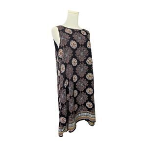 MAX STUDIO Sleeveless Black Border Print Dress